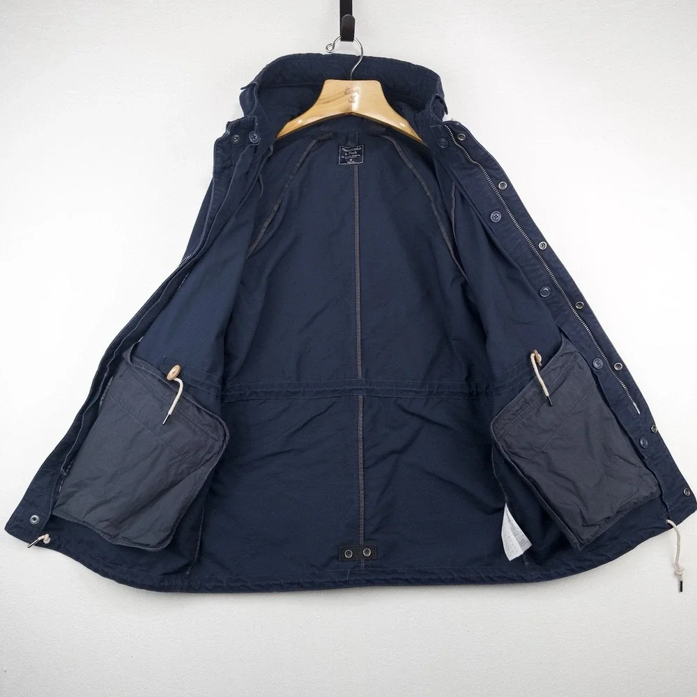 Vintage Abercrombie Fitch Hooded Utility Field Jacket Men's M Blue Full Zip